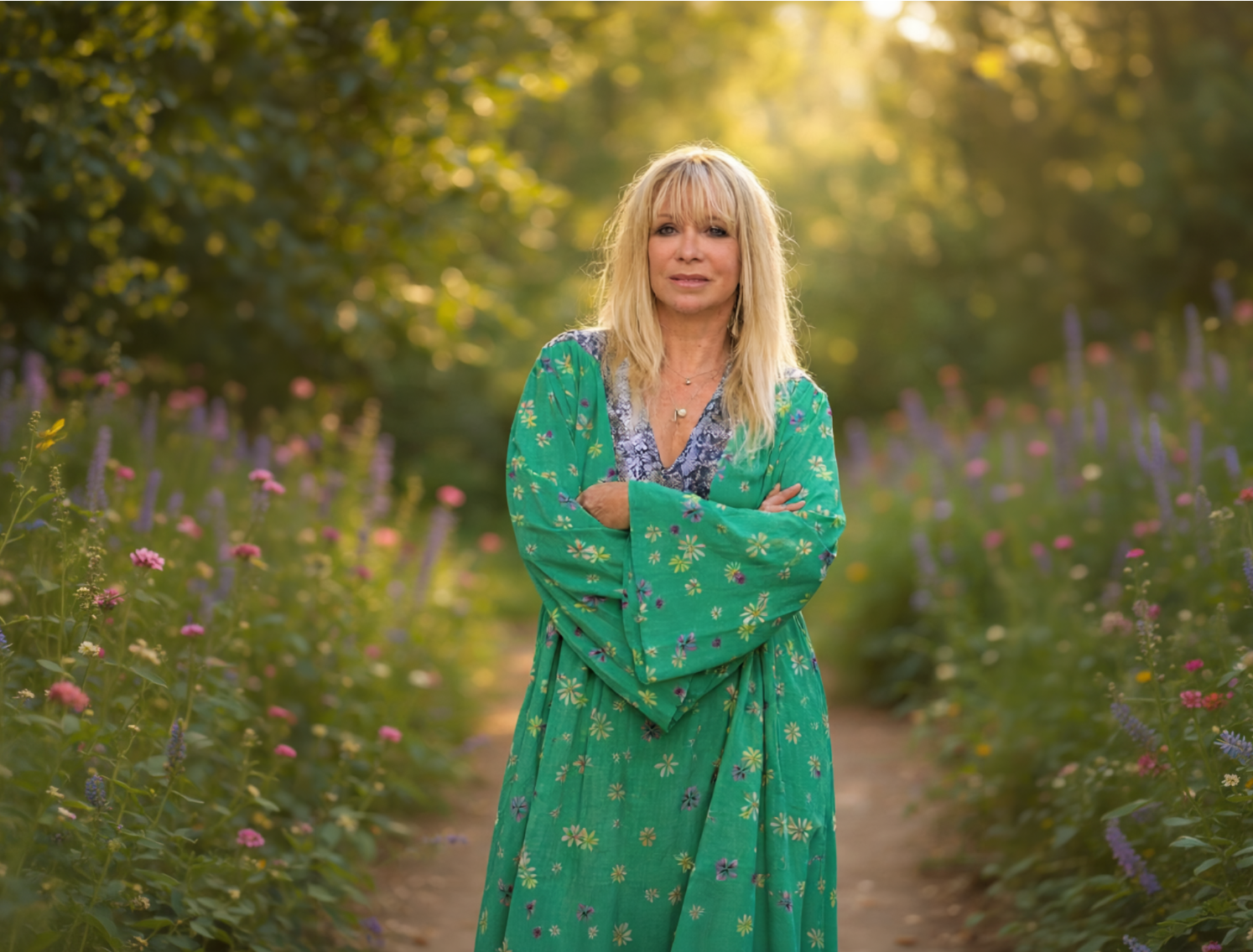 Jo Wood in her garden